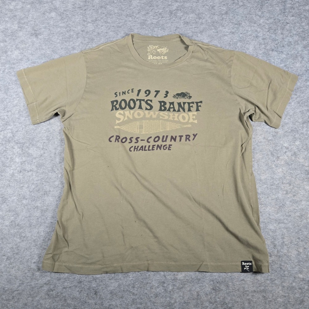 Roots Mens Green Banff Snowshoe Graphic Tee T-Shirt Medium